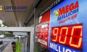Ohio Lottery Sign For Mega Millions Jackpot with Lotto.com logo