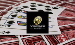 Spades Royal Flush Hand Of Playing Cards with Golden West Casino logo