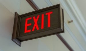 red lighted exit sign