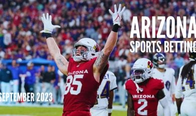 Arizona Cardinals Trey McBride Celebrates Touchdown with Arizona sports betting September 2023