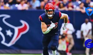Houston Texans Dalton Schultz At NFL Football Game with FanDuel and Genius Sports logos