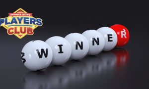 Lottery Balls Spell Out Winner with Delaware Lottery Players Club logo