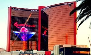 Resorts World Las Vegas Building At Sunset