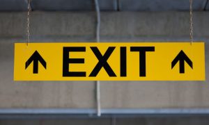 Yellow Exit Sign Points The Way
