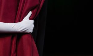 hand pulling curtain