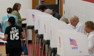 several people voting