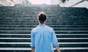 person climbing stairs