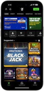 DraftKings Casino Homescreen