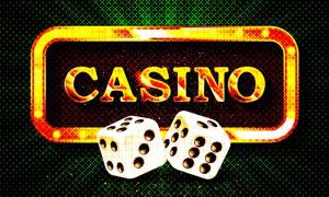 Gold Casino Digital Sign Wit Dice