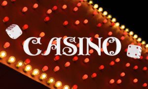 Red And White Casino Marquee At Night