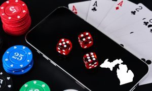 cards, chips, dice on phone