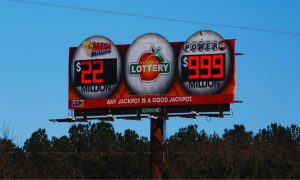 A Billboard Shows Powerball Jackpot Winnings for the Georgia Lottery