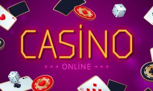 Digital Online Casino Sign, Playing Cards, Chips