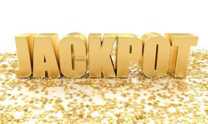 Gold Jackpot Sign With Coins