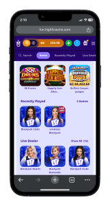 High 5 Casino mobile view.