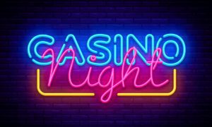 Illustrated Neon Sign Reads Casino Night