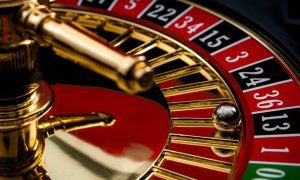 Roulette Wheel Close Up Ball On Lucky 13