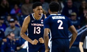 Virginia's Ryan Dunn Celebrates At NCAA Basketball Game