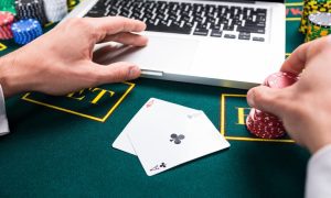 cards chips computer hands