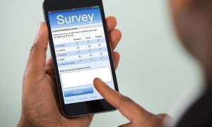 person taking online survey