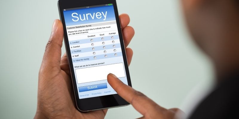 person taking online survey
