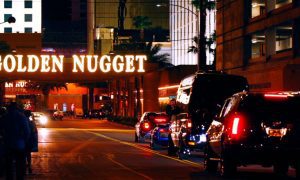 Golden Nugget Casino Sign Lit At Night