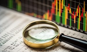 Magnifying Glass And Financial Graph Report