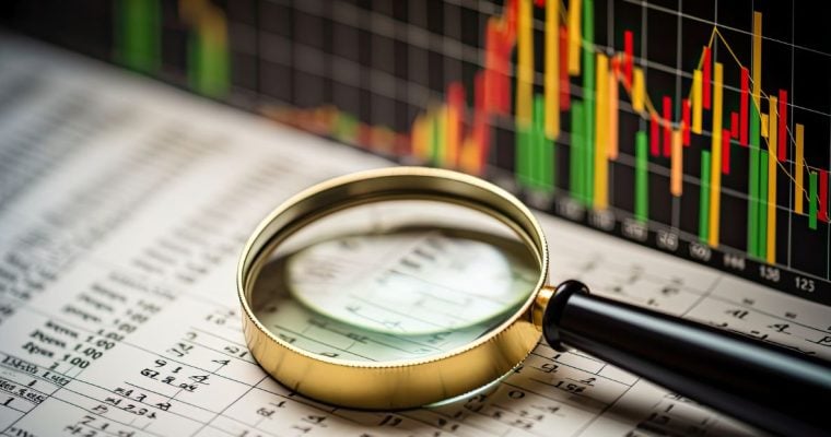 Magnifying Glass And Financial Graph Report
