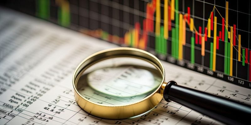 Magnifying Glass And Financial Graph Report