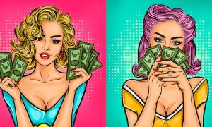 Pop Art Image Girls With Cash