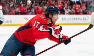 Washington Capitals Center Dylan Strome Celebrates