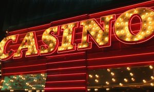 Yellow Red Casino Marquee Sign