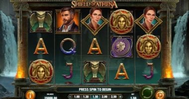 Screenshot of Rich Wilde and the Shield of Athena slot.