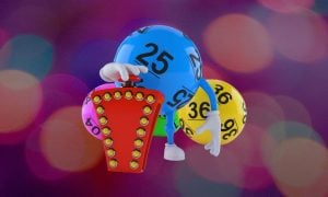 Blue Lottery Ball Presses Winning Buzzer