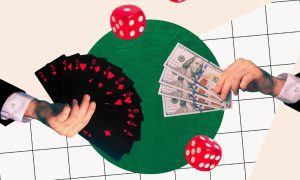 Hands Exchange Cash For Playing Cards