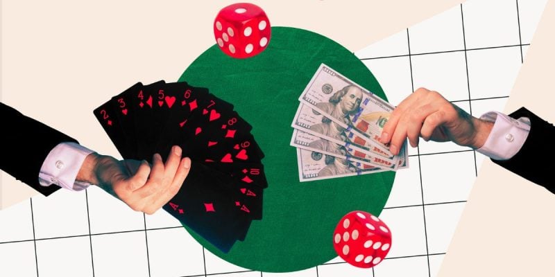 Hands Exchange Cash For Playing Cards