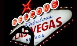 Heart Hand Over Las Vegas Sign