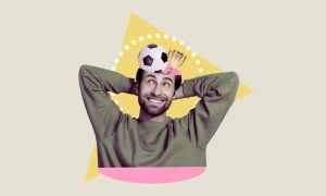 Man Thinks About Sports Collage Illustration