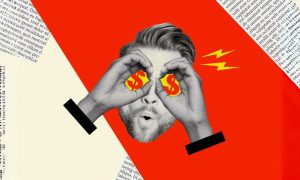 Man With Dollar Sign Eyes Collage