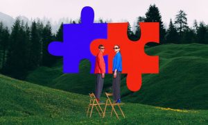 Puzzle Pieces Come Together Merger Concept