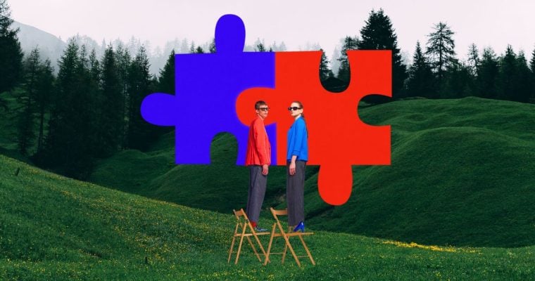 Puzzle Pieces Come Together Merger Concept