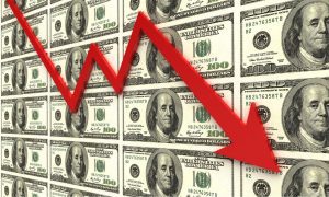 Red Downward Pointing Arrow Cash Background