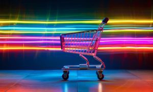 Shopping Cart With Neon Lights