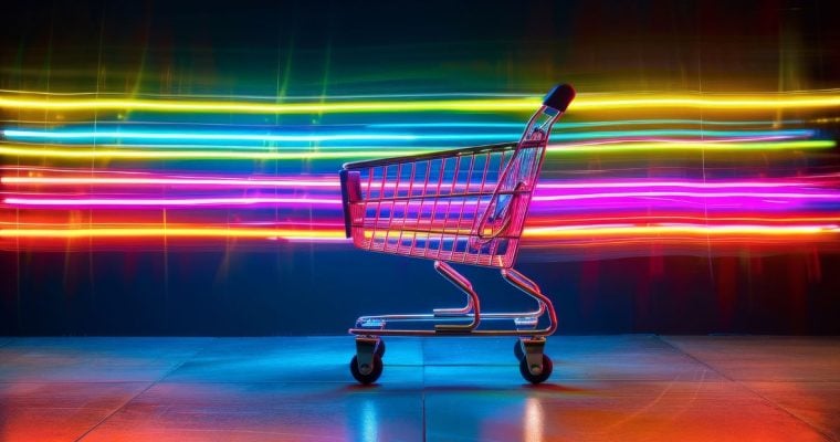Shopping Cart With Neon Lights