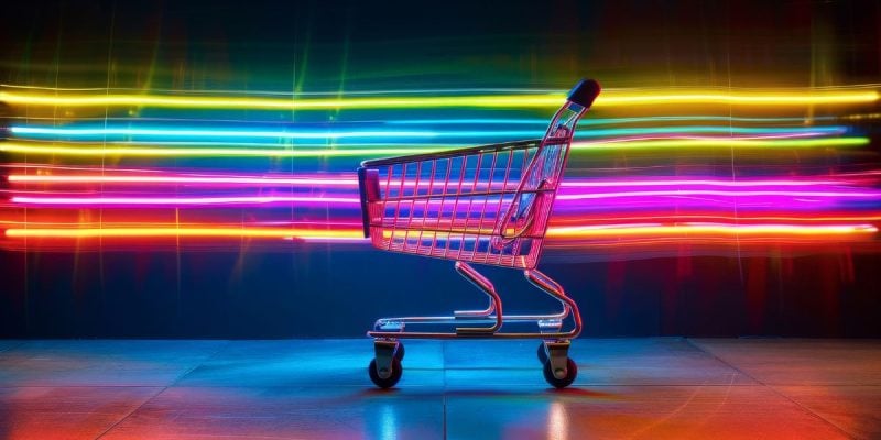 Shopping Cart With Neon Lights