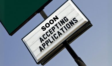 Sign Reads Soon Accepting Applications