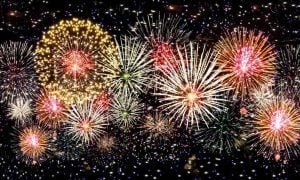 fireworks exploding in night sky