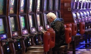 person playing slot machine