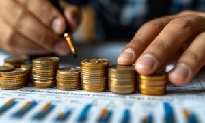 Man Counts Revenue With Financial Graph