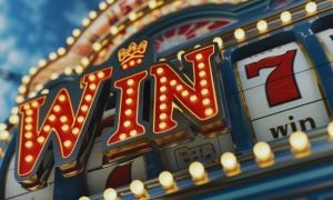 Retro Slot Machine Marquee Lights Read Win